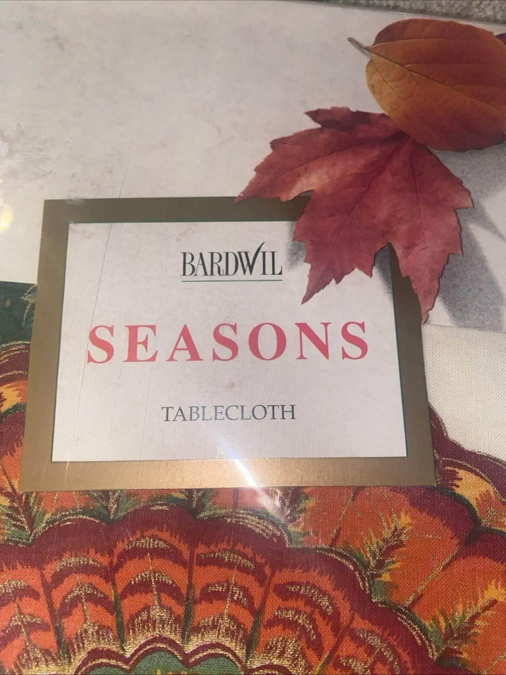 Bardwil Seasons Turkey Thanksgiving VTG Tablecloth 52”x70” Oblong Autumn Hill
